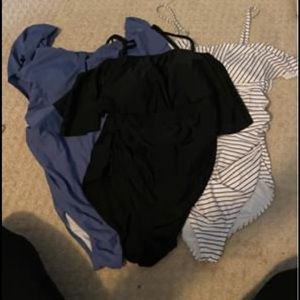 Blue Pink blush bathing suit